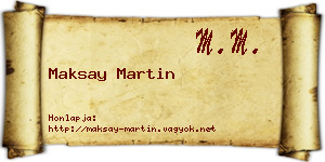 Maksay Martin névjegykártya