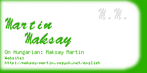 martin maksay business card